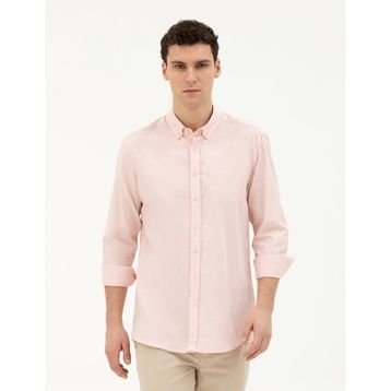 Pierre Cardin 50284872-VR078 Açık Pembe Desenli Erkek Gömlek