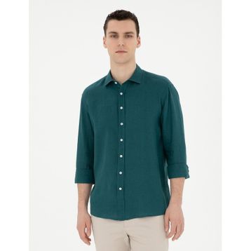 Pierre Cardin 50284915-VR055 Zümrüt Desenli Erkek Gömlek