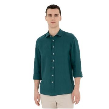 Pierre Cardin 50284915-VR055 Zümrüt Desenli Erkek Gömlek