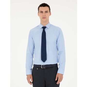 Pierre Cardin 50285562-VR036 Mavi Slim Fit Uzun Kollu Basic Erkek Gömlek
