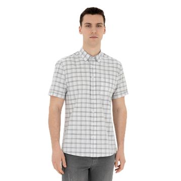 Pierre Cardin 50288566-VR024 Gri Kısa Kollu Erkek Gömlek