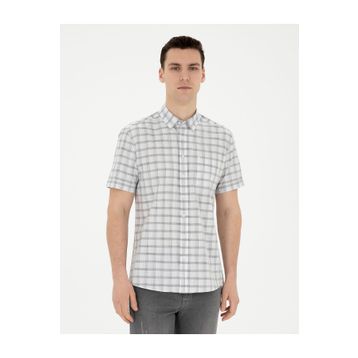 Pierre Cardin 50288566-VR024 Gri Kısa Kollu Erkek Gömlek