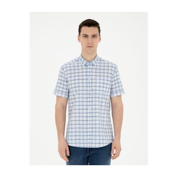 Pierre Cardin 50288566-VR032 Koyu Mavi Kısa Kollu Erkek Gömlek