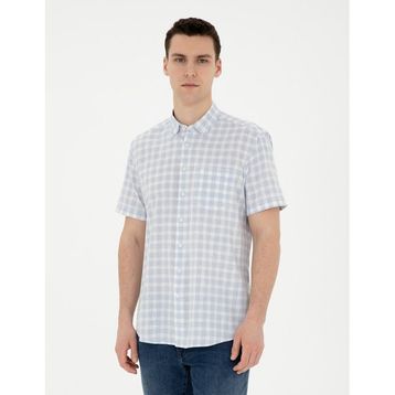 Pierre Cardin 50288740-VR003 Açık Mavi Keten Karışımlı Erkek Gömlek