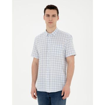 Pierre Cardin 50288740-VR003 Açık Mavi Kısa Kollu Erkek Gömlek