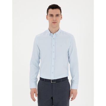 Pierre Cardin 50289396-VR003 Açık Mavi Desenli Erkek Gömlek