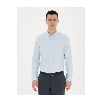 Pierre Cardin 50289396-VR003 Açık Mavi Desenli Erkek Gömlek