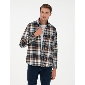 Pierre Cardin 50292889-VR029 Kahverengi Comfort Fit Oduncu Erkek Gömlek