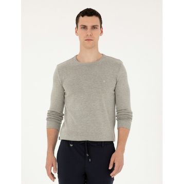 Pierre Cardin 50296575-VR091 Açık Gri Melanj Erkek Kazak
