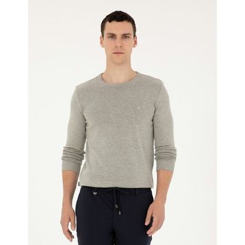 Pierre Cardin 50296575-VR091 Açık Gri Melanj Erkek Kazak