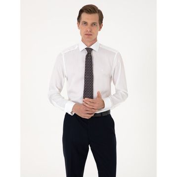 Pierre Cardin 50303339-VR013 Beyaz Slim Fit Uzun Kollu Erkek Gömlek