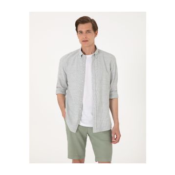 Pierre Cardin 50307101-VR054 Yeşil Slim Fit Uzun Kollu Erkek Gömlek