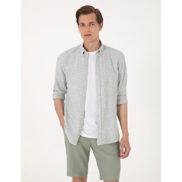 Pierre Cardin 50307101-VR054 Yeşil Slim Fit Uzun Kollu Erkek Gömlek