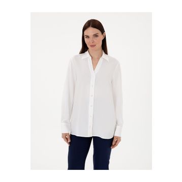 Pierre Cardin 50311566-VR013 Beyaz Comfort Fit Uzun Kollu Kadın Gömlek