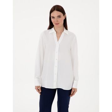 Pierre Cardin 50311566-VR013 Beyaz Comfort Fit Uzun Kollu Kadın Gömlek