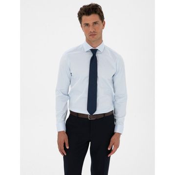 Pierre Cardin 50312330-VR003 Açık Mavi Armürlü Slim Fit Erkek Gömlek