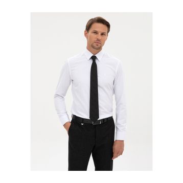 Pierre Cardin 50316734-VR013 Beyaz Slim Fit Uzun Kollu Basic Erkek Gömlek