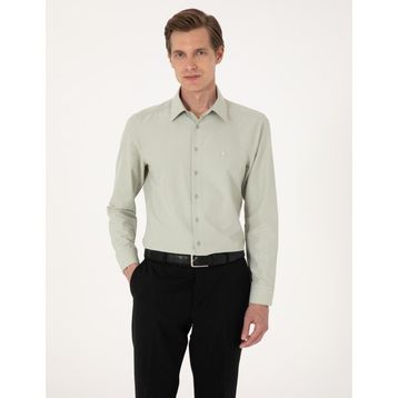 Pierre Cardin 50316734-VR054 Yeşil Slim Fit Uzun Kollu Basic Erkek Gömlek