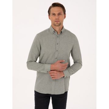 Pierre Cardin 50316768-VR054 Yeşil Slim Fit Dokulu Uzun Kollu Erkek Gömlek