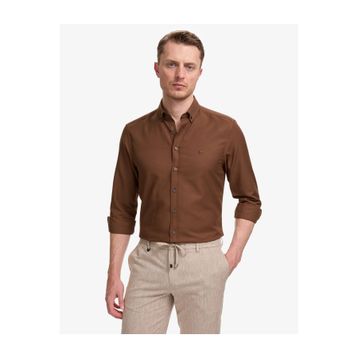 Pierre Cardin 50325365-VR084 Koyu Kahverengi Erkek Gömlek
