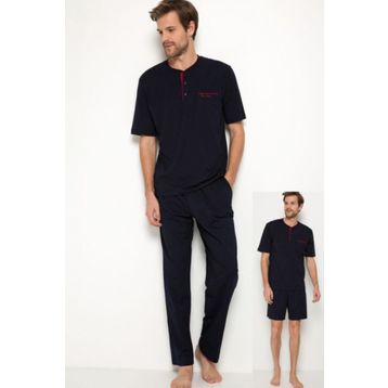 Pierre Cardin 5370 Erkek Lacivert Kısa Kollu 3'lü Pijama Takımı