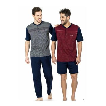 Pierre Cardin 5452 Erkek Pamuk Jakarlı 3'lü Pijama Takım