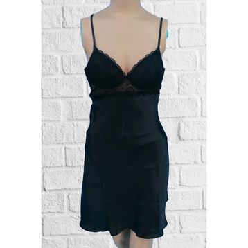 Pierre Cardin 600 Siyah Saten Güpürlü Kaplı Gecelik