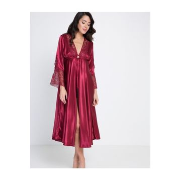 Pierre Cardin 6620 Ekru 6'lı Saten Gecelik Sabahlık Takım