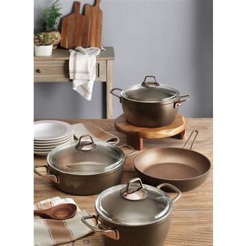 Pierre Cardin 71305471 Graniks Granit Kaplama Metal Saplı 7 Parça Bakır Tencere Seti