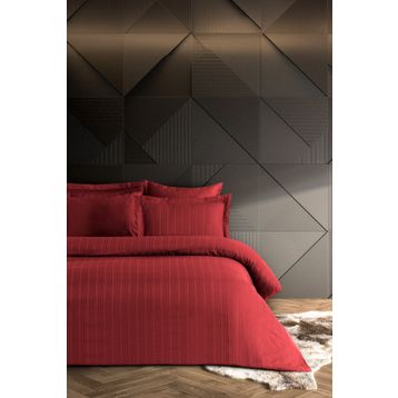 Pierre Cardin Çizgili Saten Voyage Redberry Çift Kişilik Nevresim Takımı