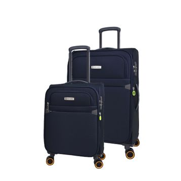 Pierre Cardin PC6000 Ultra Light Hafif Lüx Kumaş Orta Boy Kabin Boy Lacivert 2'li Valiz Seti