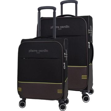 Pierre Cardin PC8200 Ultra Light Hafif Siyah Lüx Kumaş Büyük Boy ve Kabin Boy 2'li Valiz Seti