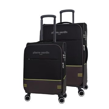 Pierre Cardin PC8200 Ultra Light Hafif Siyah Lüx Kumaş Büyük Boy ve Kabin Boy 2'li Valiz Seti