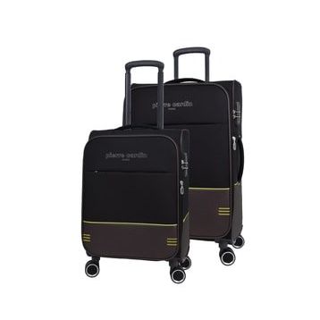 Pierre Cardin PC8200 Ultra Light Hafif Siyah Lüx Kumaş Büyük Boy ve Kabin Boy 2'li Valiz Seti