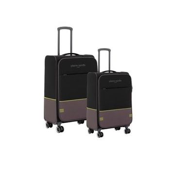 Pierre Cardin PC8200 Ultra Light Hafif Siyah Lüx Kumaş Büyük Boy ve Kabin Boy 2'li Valiz Seti