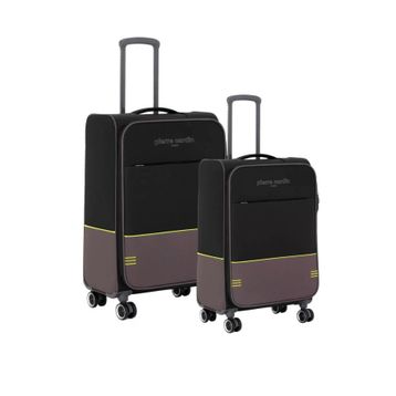 Pierre Cardin PC8200 Ultra Light Hafif Siyah Lüx Kumaş Büyük Boy ve Kabin Boy 2'li Valiz Seti