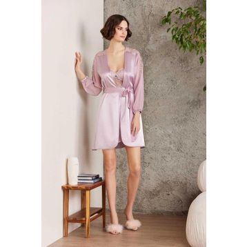 Pierre Cardin Pudra 6'lı Saten Gecelik Kadın Çeyiz Takım