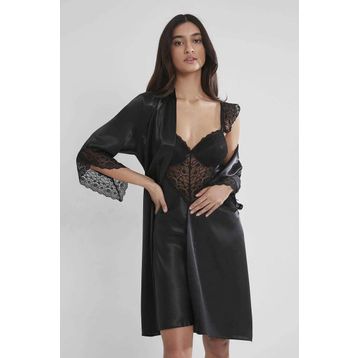 Pierre Cardin Saten Dantelli Kadın Gecelik Sabahlık Takım