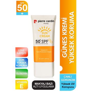 Pierre Cardin Yüz Tüm Vücut Yüksek UV Korumalı Koyu Leke Önleyici SPF50 50 ml Güneş Kremi