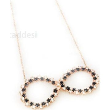 Pigado 925 Ayar Gümüş Rose Siyah Beyaz Zirkon Taşlı Sonsuzluk Kadın Kolye
