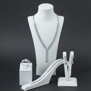 Pigado 925 Ayar Gümüş Zirkon Taşlı Kalp Model Set