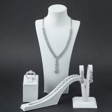 Pigado 925 Ayar Gümüş Zirkon Taşlı Yuvarlak Model Set