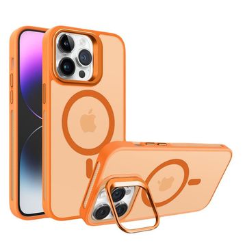 Piili iPhone 15 Metal Bracket Magsafe Turuncu Mat Kılıf