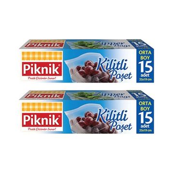 Piknik 1403 15'li X 2'li Orta Boy Paket Kilitli Poşet