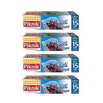 Piknik 1403 15'li X 4'lü Orta Boy Paket Kilitli Poşet