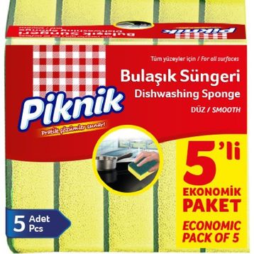 Piknik Düz Yeşil 5'li Bulaşık Süngeri