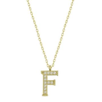 pilelistore 925 Ayar Gümüş Gold F Harfi Kadın Gümüş Kolye