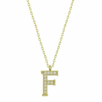pilelistore 925 Ayar Gümüş Gold F Harfi Kadın Gümüş Kolye