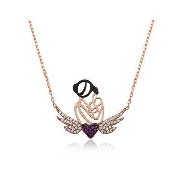 pilelistore 925 Ayar Gümüş Kalpli Anne ve Çocuk Gümüş Kolye