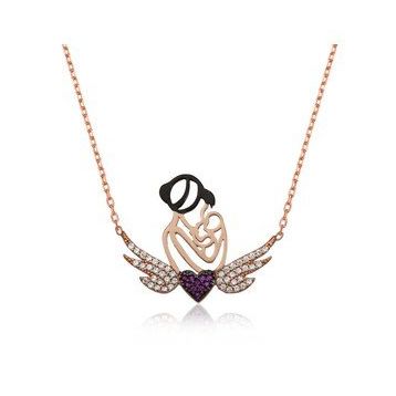 pilelistore 925 Ayar Gümüş Kalpli Anne ve Çocuk Gümüş Kolye